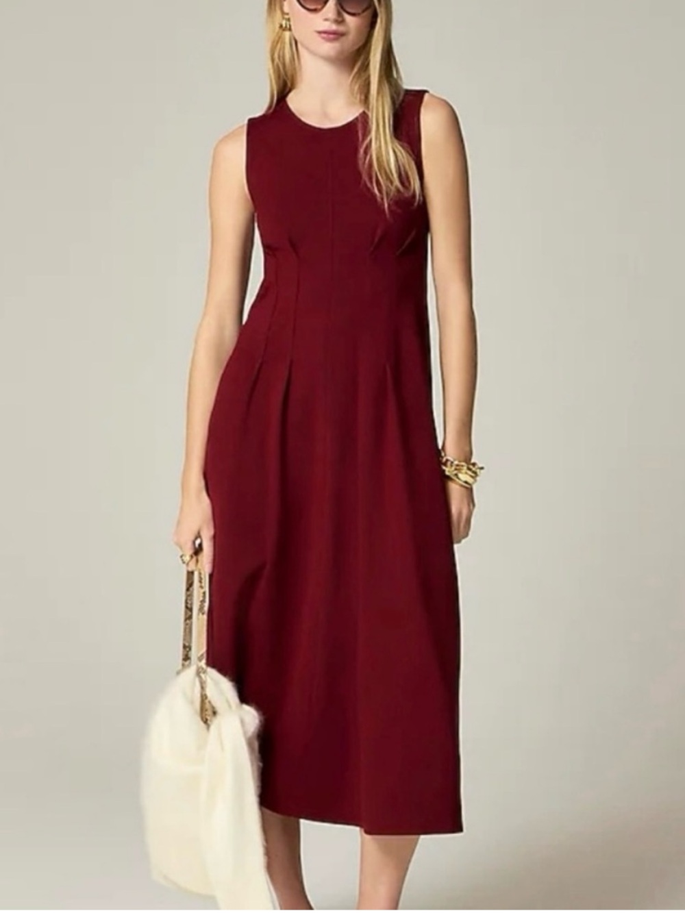 J. Crew Nadia Midi Dress Ponte Knit Sleeveless Red Medium